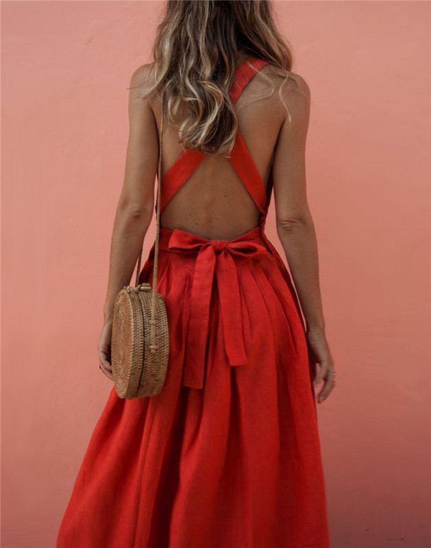 Rochie de dama eleganta cu bretele in rosu