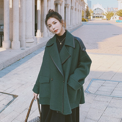 Elegantni ženski široki model kaputa sa špic izrezom