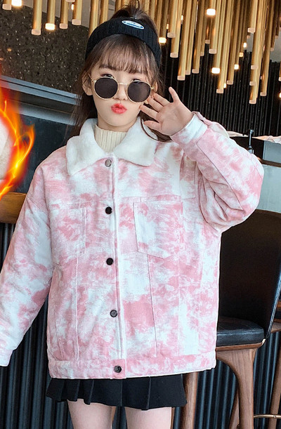 Детско яке за момичета с дебела подплата и копчета 