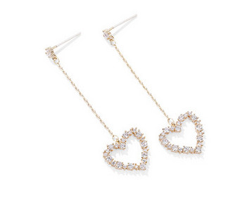 Γυναικεία κρεμαστά σκουλαρίκια καρδιά με διακοσμητικές πέτρες