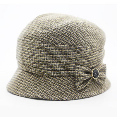 Γυναικείο φθινοπωρινό καπέλο  με κορδέλα και διακοσμητική πέτρα