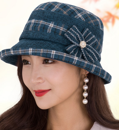 Μοντέρνο γυναικείο καπέλο με κορδέλα και πέρλες για γυναίκες