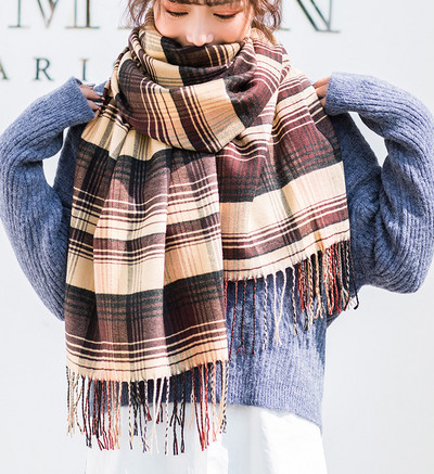 Karirani šal s resama u više boja