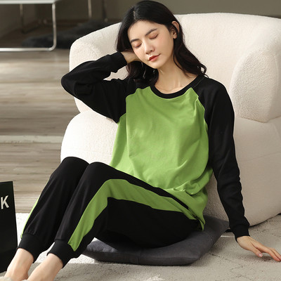 Ženska pamučna pidžama s dugim rukavima