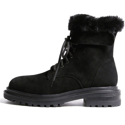 Ženske čizme od eko brušene kože s grubim đonom i toplom postavom