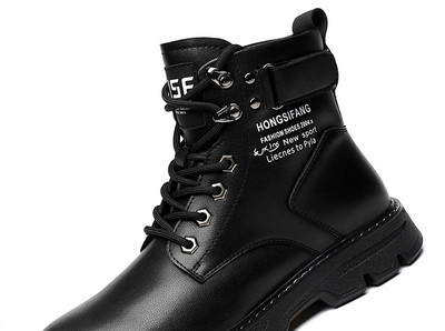 Ανδρικά μποτάκια με επίπεδη σόλα φερμουάρ και κορδόνια