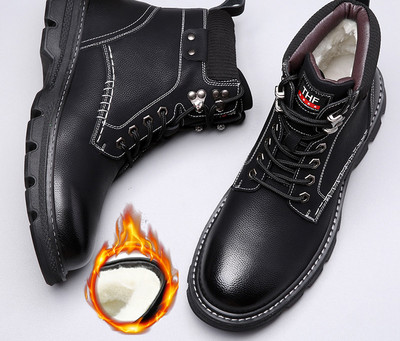 Ανδρικά μποτάκια με επίπεδη σόλα φερμουάρ και κορδόνια