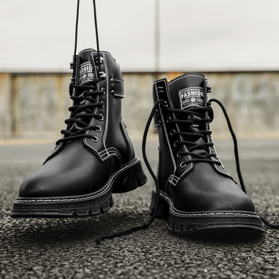 Ανδρικές χειμερινές μπότες από οικολογικό δέρμα και αγκράφα