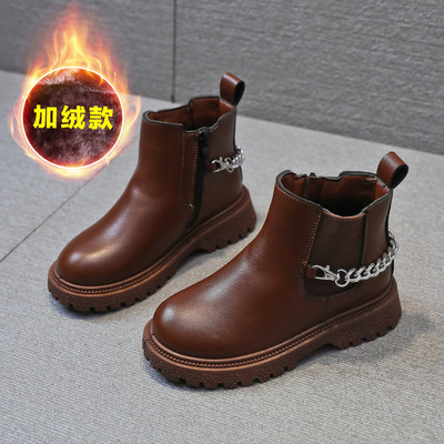 Νέο μοντέλο παιδικές έκο δερμάτινες μπότες με αλυσίδα