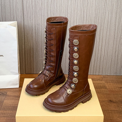 Παιδικά στρογγυλεμένα έκο δερμάτινα μποτάκια με μεταλλικά κουμπιά