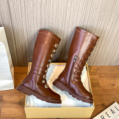 Παιδικά στρογγυλεμένα έκο δερμάτινα μποτάκια με μεταλλικά κουμπιά