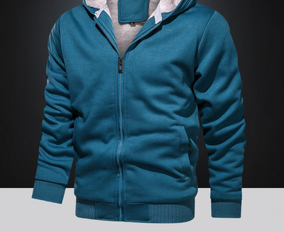 Καθημερινό ανδρικό φούτερ με κούμπωμα και κουκούλα