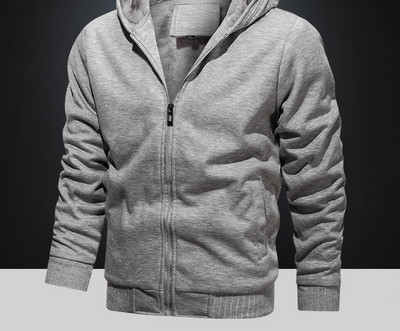 Καθημερινό ανδρικό φούτερ με κούμπωμα και κουκούλα