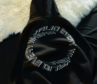 Hanorac casual pentru bărbați cu inscripție și glugă