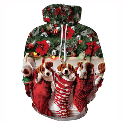 Modern pulóver különböző mintával és kapucnival férfiaknak és nőknek