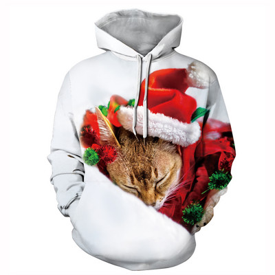 Modern pulóver különböző mintával és kapucnival férfiaknak és nőknek