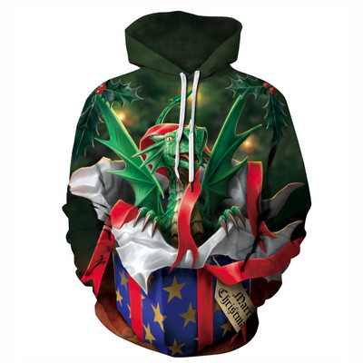 Modern pulóver különböző mintával és kapucnival férfiaknak és nőknek