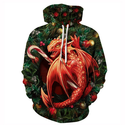 Modern pulóver különböző mintával és kapucnival férfiaknak és nőknek