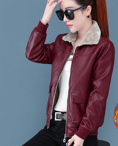 Eko bőrből készült női kabát meleg béléssel