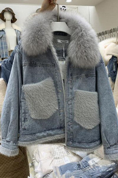 Modern női farmerdzseki, pehely béléssel