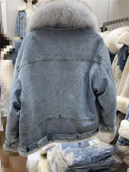 Modern női farmerdzseki, pehely béléssel