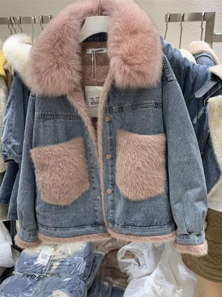 Modern női farmerdzseki, pehely béléssel