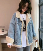 Jachetă modernă de denim de damă cu căptușeală din puf