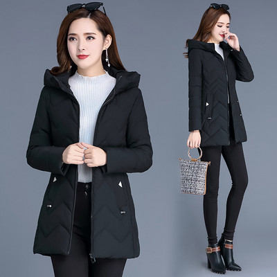 Női téli kabát cipzárral és zsebekkel, két színben