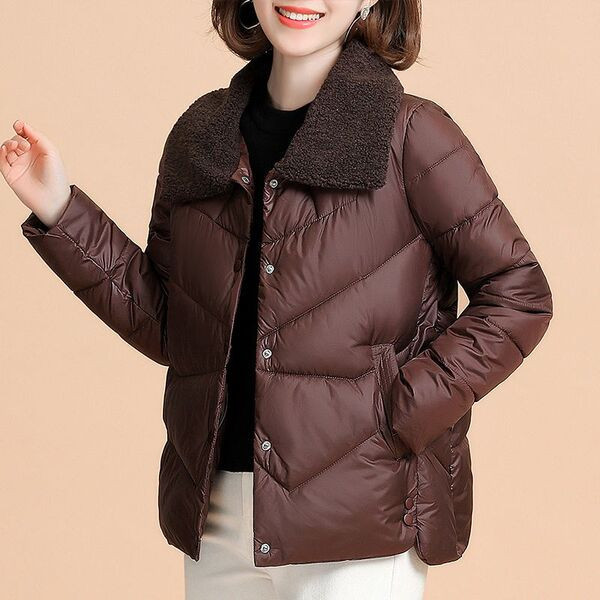 Jachetă modernă de damă cu guler în puf - trei culori