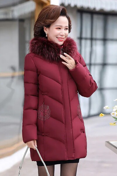 Geacă de iarnă pentru femei, cu glugă și puf ecologic