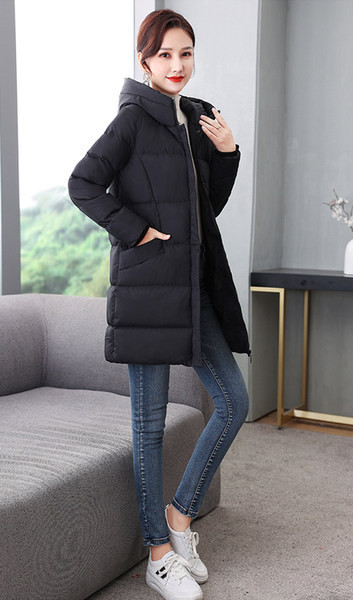 Geaca lunga de dama eleganta model drept cu gluga