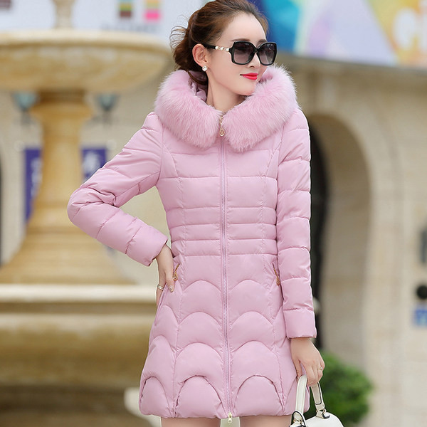 Стилно дамско дълго яке в два модела с пух