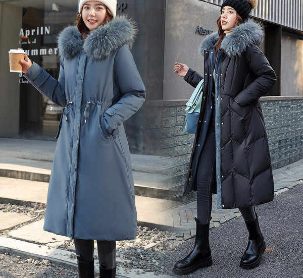 Női hosszú pamutkabát két arccal és mély zsebekkel