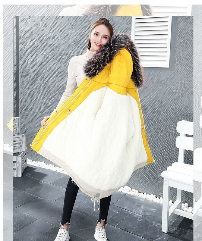 Geacă casual de damă lungă cu puf și cravate