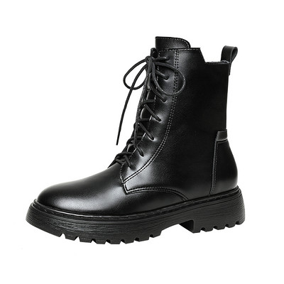 Модерни дамски боти от еко кожа в два модела с връзки