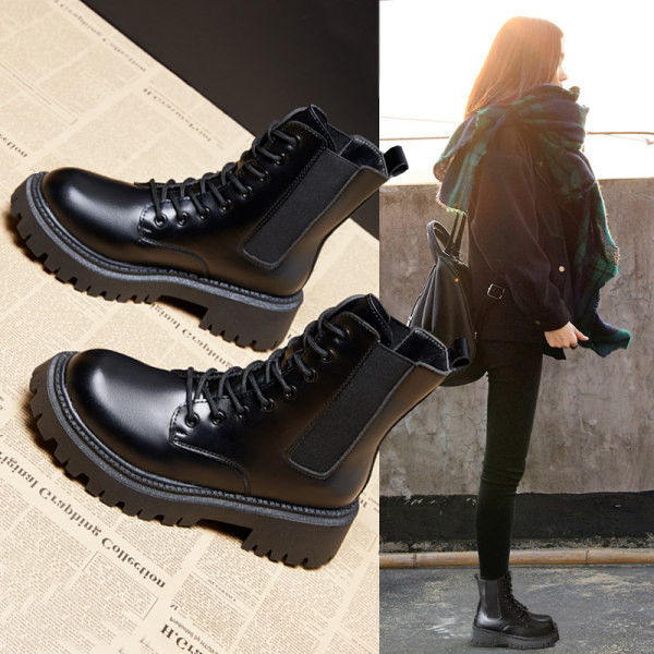 Ежедневни дамски боти от еко кожа заоблен модел