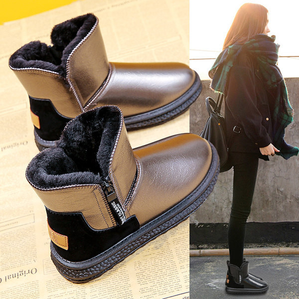 Нов модел дамски заоблени боти с топла подплата