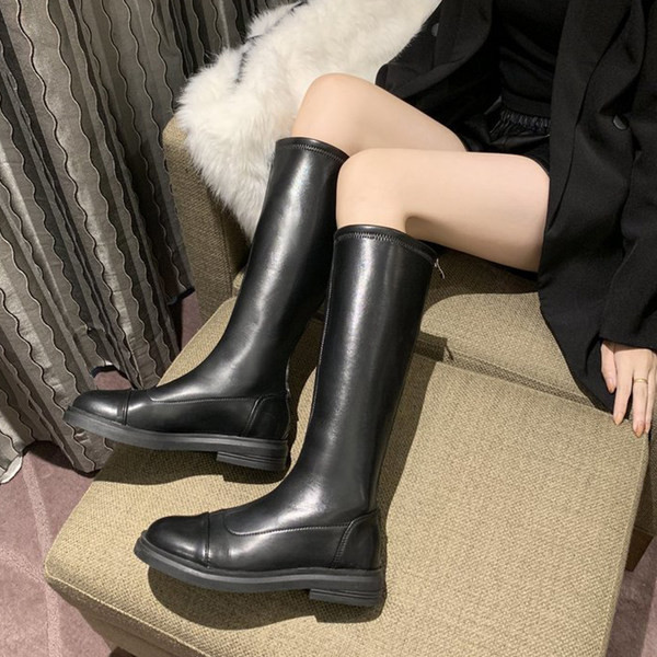 Дамски ботуши от еко кожа до коляното 