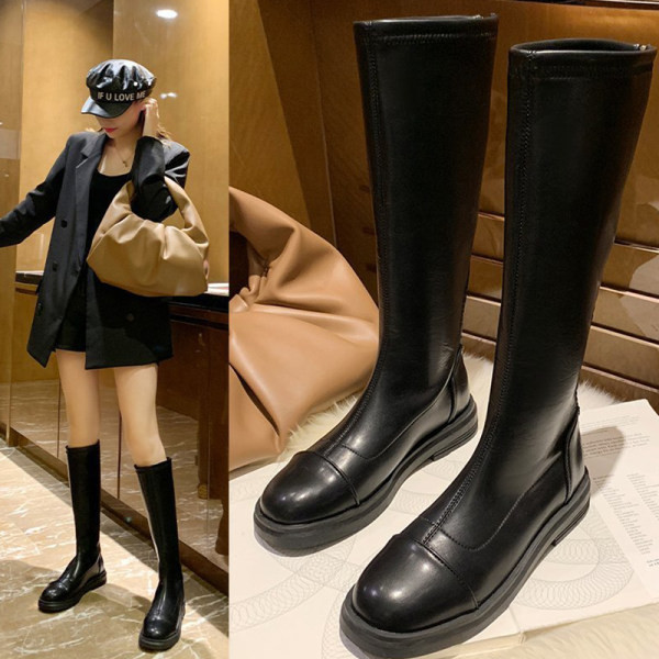 Дамски ботуши от еко кожа до коляното 