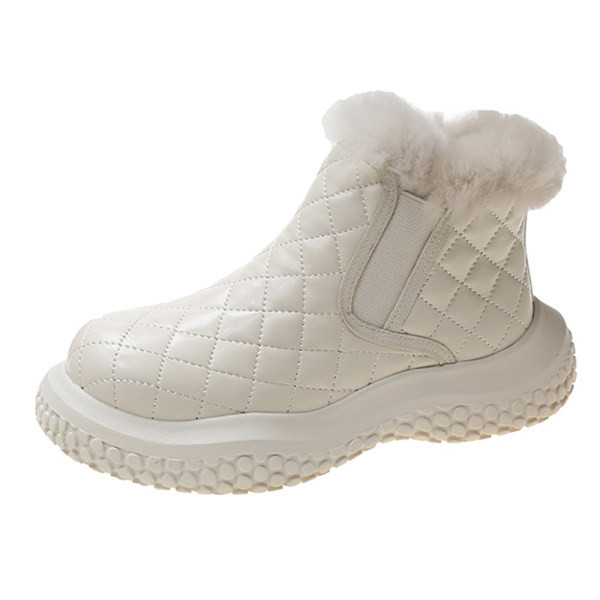 Модерни дамски боти от еко кожа с мека подплата заоблен модел