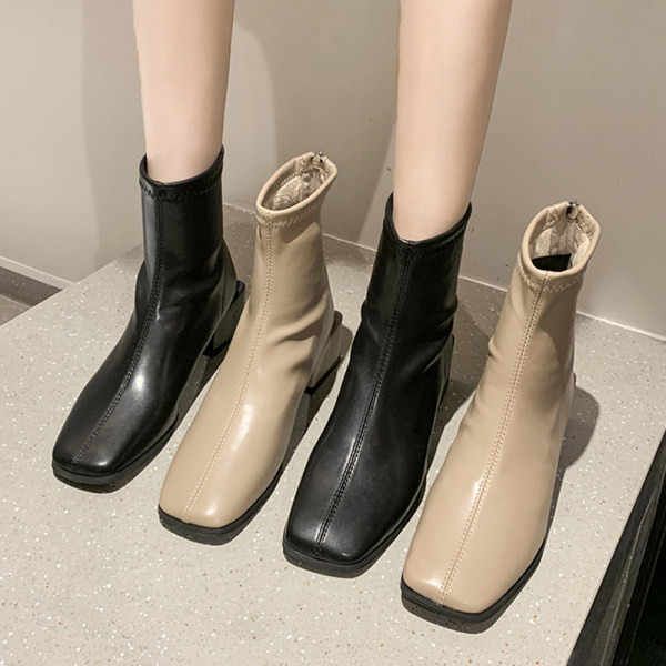 Дамски боти изчистен модел от еко кожа тип чорап