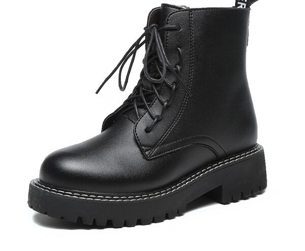 Нов модел боти от еко кожа с цип и връзки-за жени