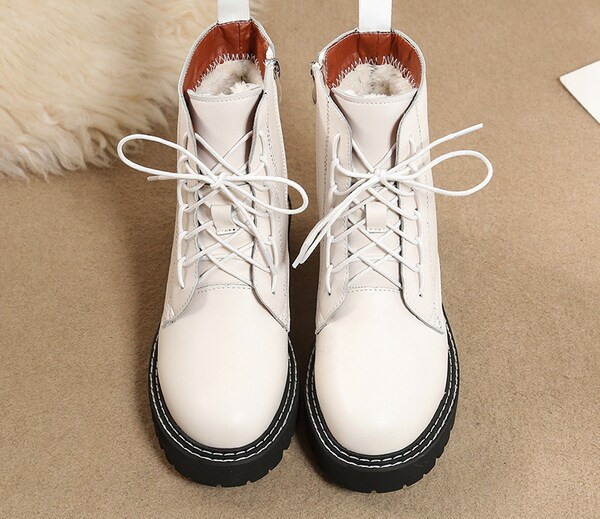 Нов модел боти от еко кожа с цип и връзки-за жени