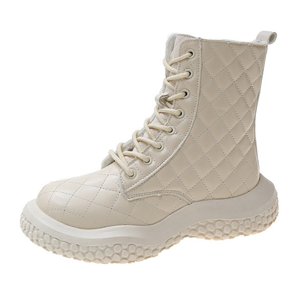 Дамски боти с груба подметка връзки и цип