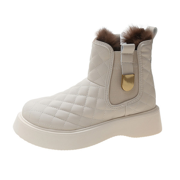 Дамски капитонирани боти с дебела подметка и пухена подплата