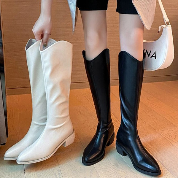 Дамски стилни ботуши заострен модел 