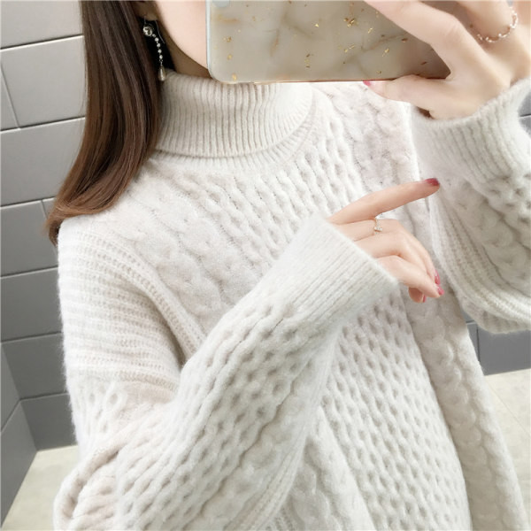 Női téli pulóver magas pólógallérral