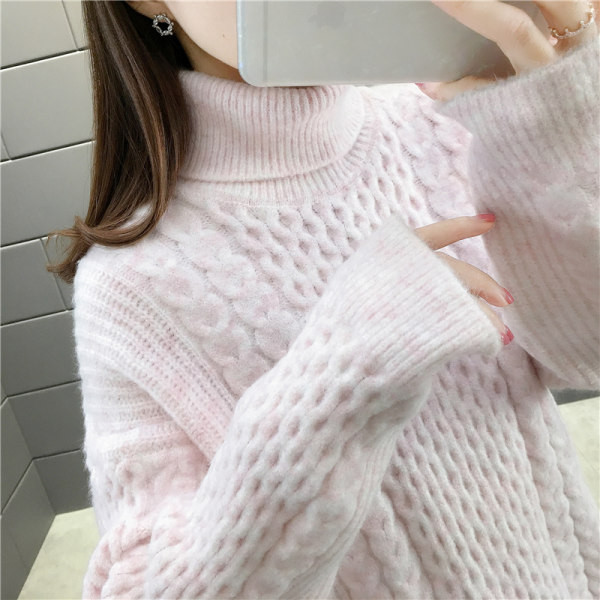 Női téli pulóver magas pólógallérral