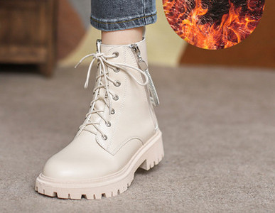 Új modell női bőrcsizma durva talppal és fűzővel