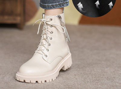 Új modell női bőrcsizma durva talppal és fűzővel